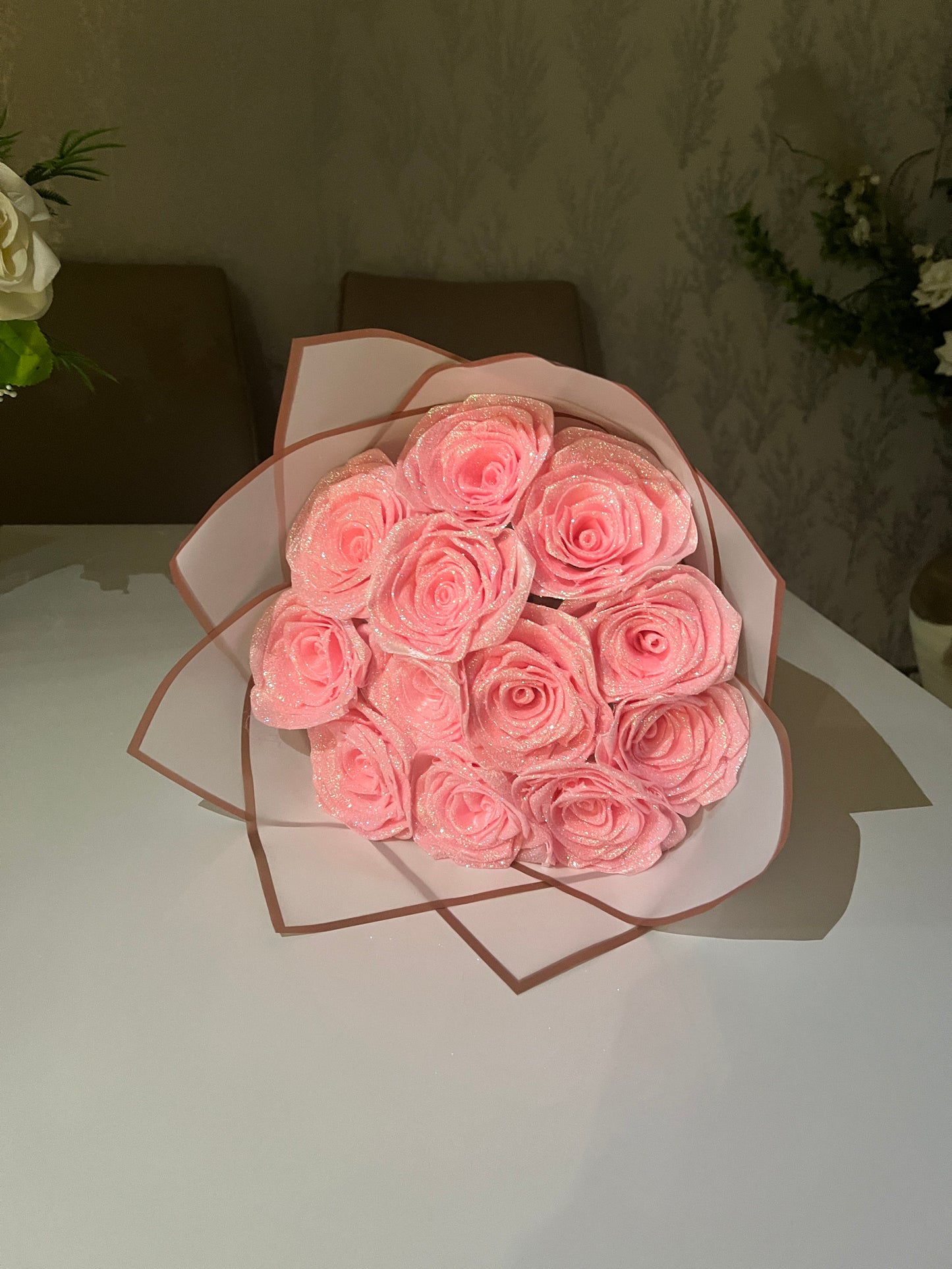 Glitter Pink Roses, Eternal Rose Bouquet, Ever Lasting Roses, Romantic Bouquet, Princess Bouquet, Birthday Gift, Anniversary Flowers