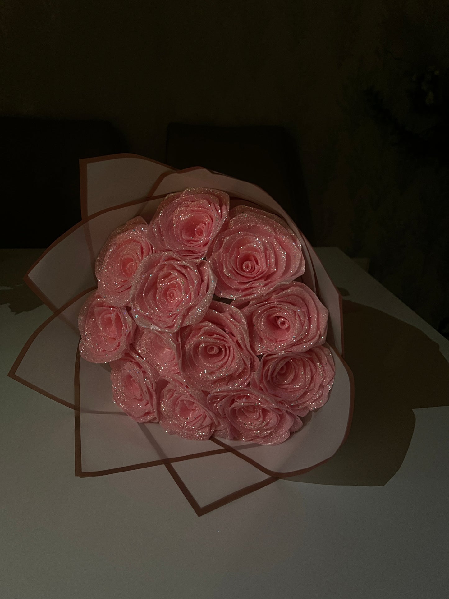 Glitter Pink Roses, Eternal Rose Bouquet, Ever Lasting Roses, Romantic Bouquet, Princess Bouquet, Birthday Gift, Anniversary Flowers