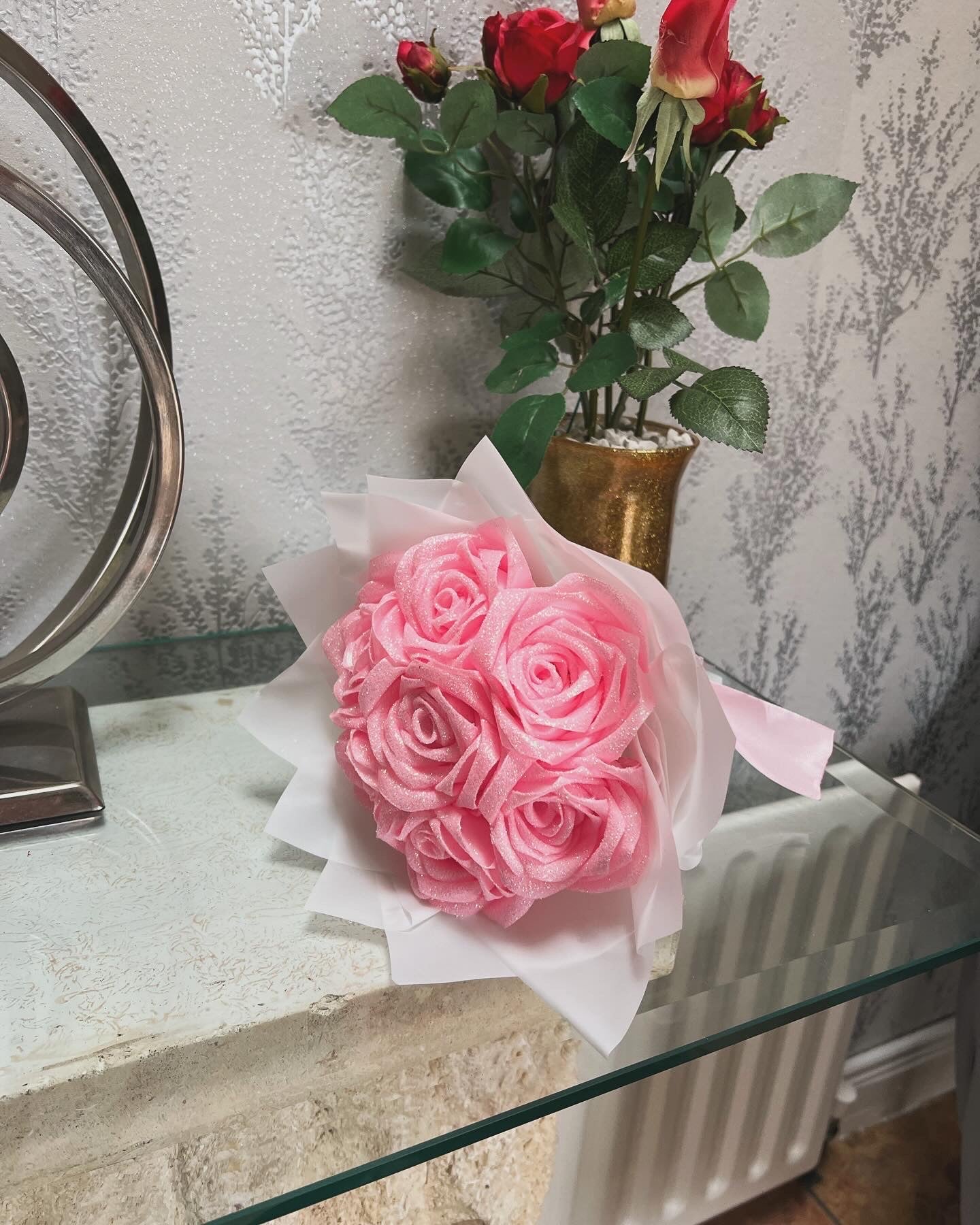 Glitter Pink Roses, Eternal Rose Bouquet, Ever Lasting Roses, Romantic Bouquet, Princess Bouquet, Birthday Gift, Anniversary Flowers